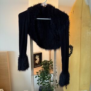 Elegant Black Faux Fur Bolero